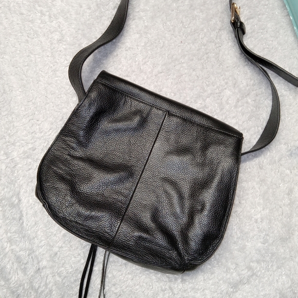 Violetta Beautiful Black Pebbeled Leather Crossbody Satchel Excellent Condion - Picture 2 of 12